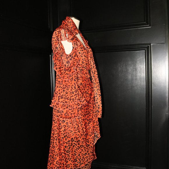 Blue B orange leopard dress - Picture 3 of 4
